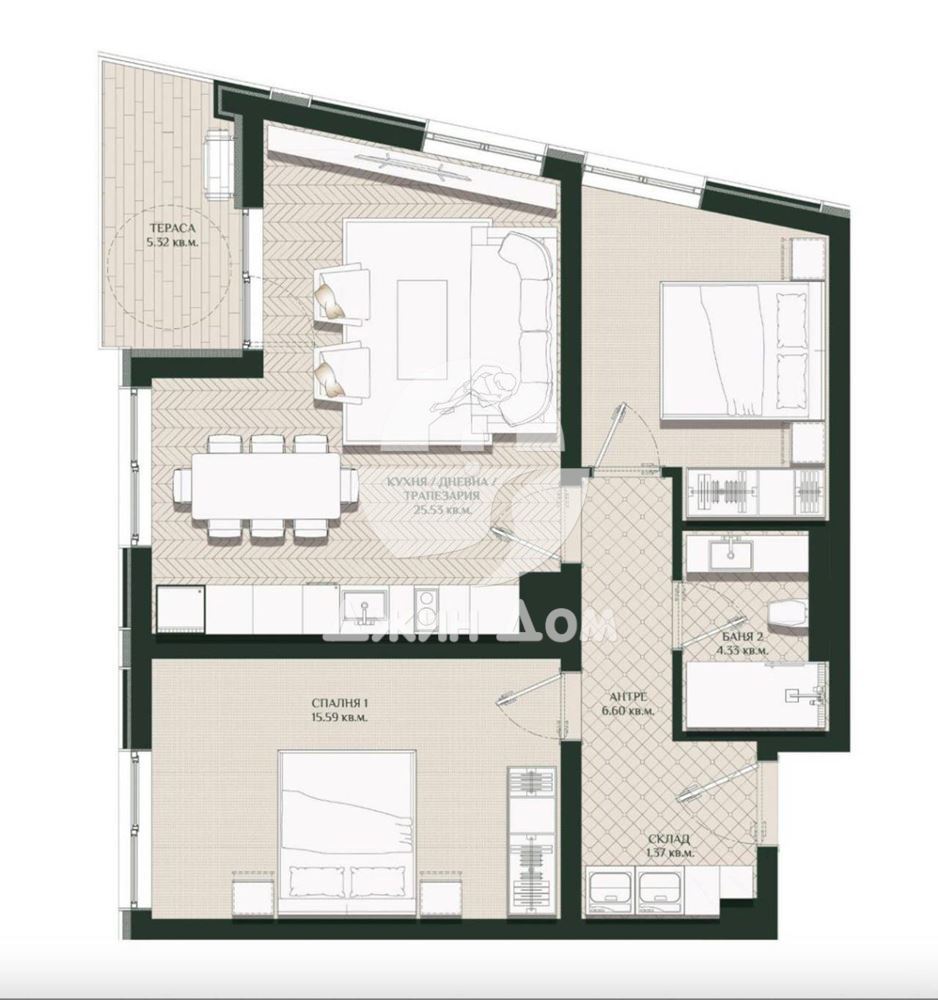 Тристаен апартамент БЕЗ ТАКСА в к-с „Ариа 2“, гр. Бургас - 0