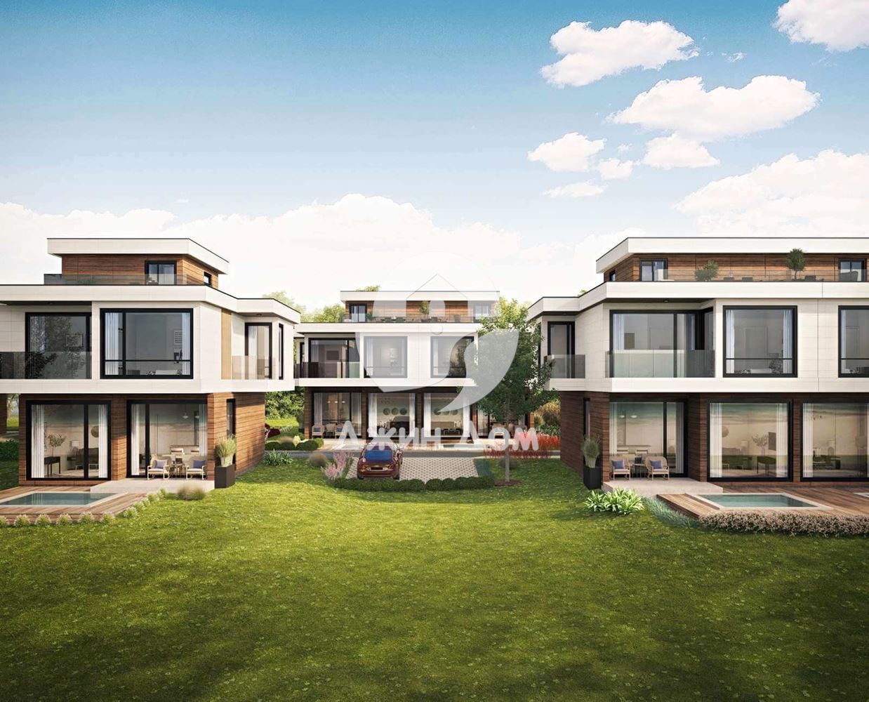 Триетажна къща с басейн в к-с „Солт Сън Санд“, гр. Ахелой - 0