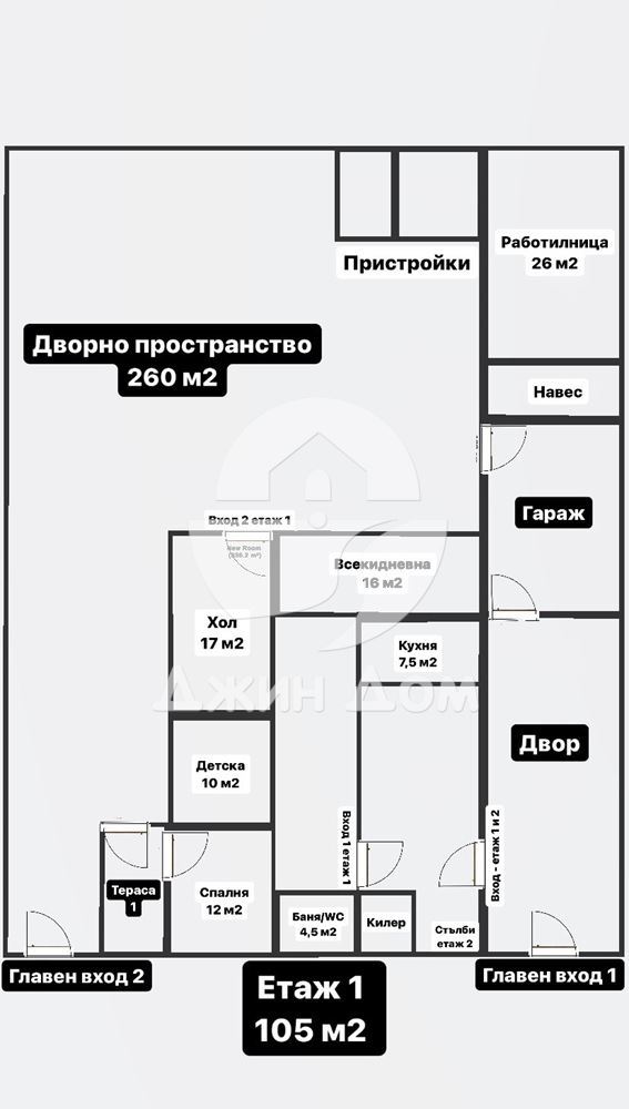 Двуетажна къща с двор в гр. Айтос - 0