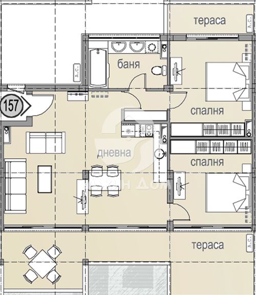 Необзаведен апартамент с ПАНОРАМА МОРЕ в к-с Хелиос, гр. Свети Влас - 0