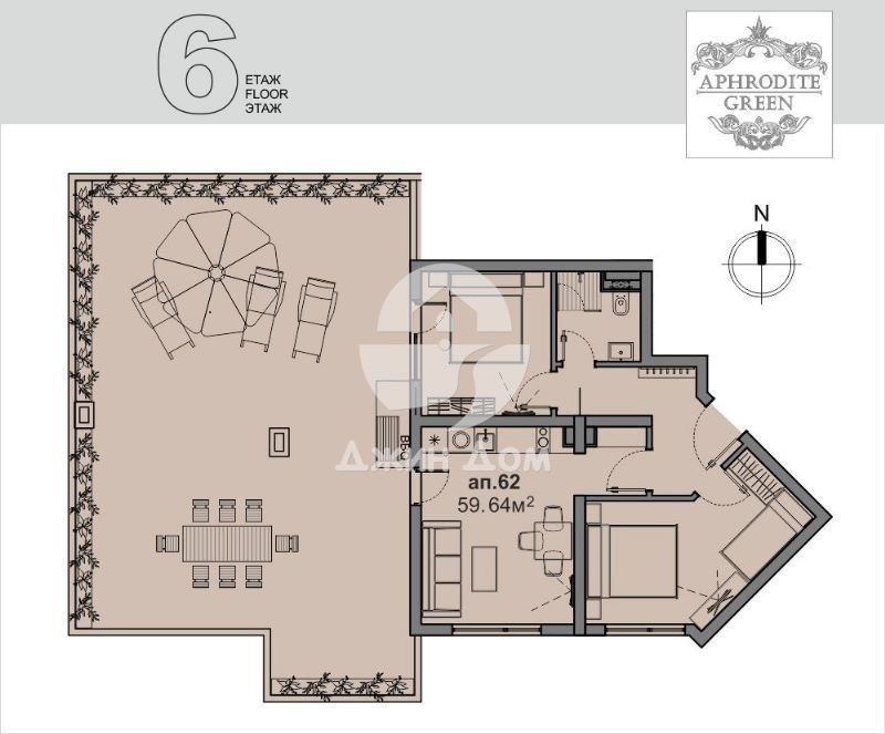 Просторен тристаен апартамент в к-с „Афродита Грийн“, Слънчев бряг - 0