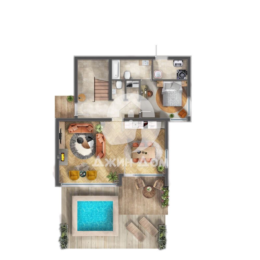 Триетажна къща с басейн в к-с „Солт Сън Санд“, гр. Ахелой - 0